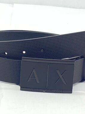 A|X Armani Exchange Black Perforated Belt Men’s 105/42  100% Genuine Leather NWT